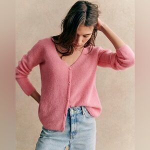Sezane Pink button sweater